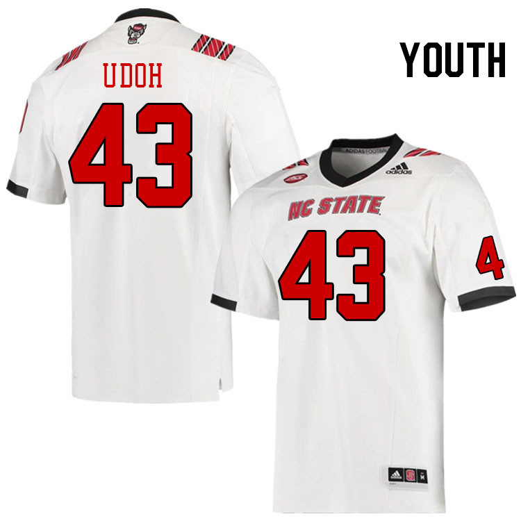 Youth #43 Ezemdi Udoh North Carolina State Wolfpacks College Football Jerseys Stitched-White